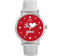 Regalo rosso I Love You per signore e signori, due misure 38 e 42 mm, ampia scelta di design, quadrante disegnato a mano e assemblato nel Regno Unito, accurato orologio giapponese con movimento al quarzo