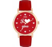 Regalo rosso I Love You per signore e signori, due misure 38 e 42 mm, ampia scelta di design, quadrante disegnato a mano e assemblato nel Regno Unito, accurato orologio giapponese con movimento al quarzo
