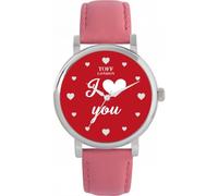 Regalo rosso I Love You per signore e signori, due misure 38 e 42 mm, ampia scelta di design, quadrante disegnato a mano e assemblato nel Regno Unito, accurato orologio giapponese con movimento al quarzo