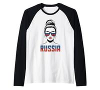 Regalo Russia Donna Stile Bandiera Russa Originale Maglia con Maniche Raglan