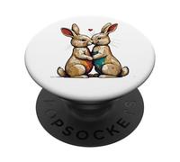Regalo San Valentino Anniversario Kissing Honey Bunny PopSockets PopGrip Adesivo