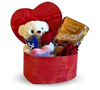 Regalo San Valentino e Festa della Donna 2025 Scatola Cuore + Tubino Baci Perugina Classico + 200gr Cornet Assortiti + Orsacchiotto + Rosa Rossa