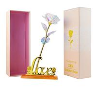Regalo San Valentino per Lei 24k Oro Rosa Eterna Stabilizzata con Supporto Regalo Donna Compleanno Regali San Valentino Regalo Mamma Amica Fidanzata Ragazza Nonna Sorella Regali per Lei Anniversario