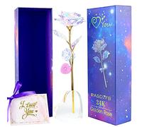Regalo San Valentino per Lei Rosa Eterna Stabilizzata Regali San Valentino 24k Rosa Placcato Oro con Scatola Regalo e Supporto Regalo Donna Compleanno Regalo Amica Mamma Fidanzata Ragazza Anniversario