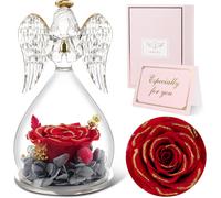Regalo San Valentino per Lei, Rosa Stabilizzata Vera in Angel Cupola Regalo Donn