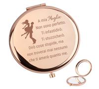 Regalo San Valentino per Moglie Compacta Specchio, Regalo Romantico per Lei Specchio Trucco Regali per Moglieanniversario Matrimonio, Compleanno, Natale, Matrimonio, Regali Moglie