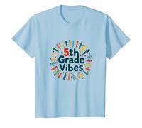 Regalo Scolastico per Il Primo Giorno del Quinto Grado di Quinta elementare Maglietta, Bambini, Celeste, 6 Anni