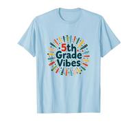 Regalo Scolastico per Il Primo Giorno del Quinto Grado di Quinta elementare Maglietta, Uomo, Celeste, L