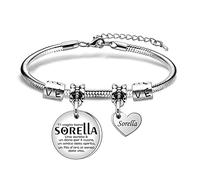 Regalo Sorella Da Sorella, Bracciale In Argento"ti voglio bene sorella una sorella e un dono per il cuore,un amico dello spirito.un filo d'oro al senso della vlta" Per Sorelle Amiche