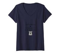 Regalo umoristico con personalità a malapena tollerabile Maglietta con Collo a V, Donna, Navy, S