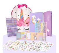 Regalo Unicorno 6 7 8 9 Anni Femmina, Cancelleria Kawaii Bambina Cartoleria Astuccio Unicorno Set Assortito per Bimbe,Viola