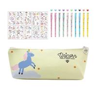 Regalo Unicorno Bambina 6 7 8 9 10 11 12 Anni, Cartoleria Kawaii Set Per Bambini Ragazze, Diario Segreto Bambina Include 1 Astuccio Unicorno,10 Penna Neutre Unicorno, 1 Set Di Adesivi