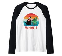 Regalo Vintage Gatto Nero spingendo L'Albero di Natale sul Gatto Cosa? Maglia con Maniche Raglan
