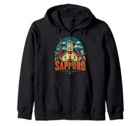 Regalo Vintage Sapporo Giappone Souvenir da Viaggio Felpa con Cappuccio