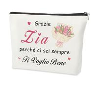Regalo Zia,Grazie Compleanno Idee Speciale Originale Utile 40 50 30 60 Anni Donna Divertenti San Valentino Natale Pasqua Laurea Amore Regali Per Zia da Nipote Festa Della Donna,Beauty Case
