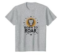 Regalo Zodiacale da Donna Born to Roar Maglietta, Bambini, Grigio Melange, 8 Anni