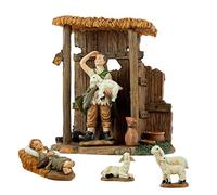 REGALOS LLUNA Set Figure 2 pastori pecore e capanna Nascita Immagine Resina base