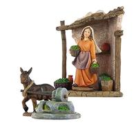 REGALOS LLUNA Set Figure Donna Asino Mulino e casa Nascita Immagine Resina base