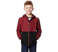 Regatta Akiro - Giacca impermeabile con cappuccio da bambino, unisex, Unisex - Bambini, Giacca, RKW218, Dalia Rosso/Nero, Misura 5-6