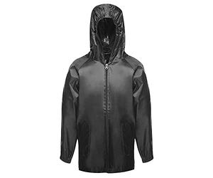Regatta Coprigiacca Bimbo PRO Strormbreak con Cappuccio E Dettagli Riflettenti, Jackets Waterproof Shell Unisex Bambini, Black, 5-6