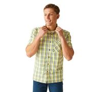 Regatta Mindano VIII - Camicia a Maniche Corte da Uomo, Verde piquante/Blu Marocchino/Limone a Quadretti, M