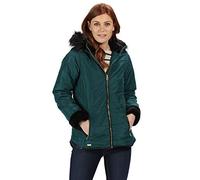 Regatta Whitley - Giacca invernale da donna con cappuccio e termo-guardia isolante in pelliccia sintetica, Donna, Giacche Baffled/trapuntate, RWN142 8LM10L, Colore: foglia di tè., 10