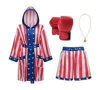 Regenboog Costume da boxe con bandiera americana, uomini e donne, boxer in raso, cintura pantaloncini, guantoni da boxe, vestaglia USA, costume di Halloween, M