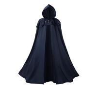 Regenboog Mantello con cappuccio rinascimentale per donne e uomini, mantello medievale con cappuccio, mantello vichingo con collana spada vichinga, Blu navy, 67inch/170cm