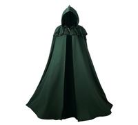 Regenboog Mantello con cappuccio rinascimentale per donne e uomini, mantello medievale con cappuccio, mantello vichingo con collana spada vichinga, Verde, 150 cm