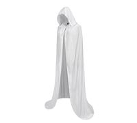Regenboog Mantello in velluto bianco per adulti con cappuccio, mantello con cappuccio, per uomini e donne, 170 cm, costume di Halloween per Natale, travestimento, strega, mago, martedì grasso