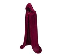 Regenboog Mantello in velluto bordeaux da 170 cm con cappuccio, mantello a lunghezza intera per adulti, costume di Natale e Halloween, in maschera, strega, mago, 170 cm, rosso vino
