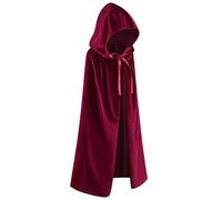 Regenboog Mantello in velluto bordeaux da 99 cm con cappuccio, mantello bordeaux per bambini, mantello corto in velluto, da donna, costumi di Natale, Halloween, mantello da mago per adulti, 100 cm