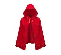 Regenboog Mantello in velluto da bambina, Cappuccetto rosso, mantello in velluto rosso per ragazze, costume di Halloween da donna, mantello per cosplay, Rosso, 55cm/21.5inch