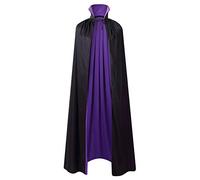 Regenboog Mantello Reversibile da Donna con Colletto alla Coreana - Nero, Rosso e Viola con Cappuccio - Costume per Halloween e Natale