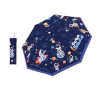 Regenschirm Kinder Mädchen mit Niedlichem Muster, Kinderschirm Reflektierend mit Schirmhülle & Auf-Zu-Automatik, Taschenschirm Winddicht Sturmfest für Jungen Leicht zu Transportieren-Astronaut
