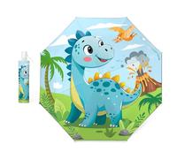 Regenschirm Kinder Mädchen mit Niedlichem Muster, Kinderschirm Reflektierend mit Schirmhülle & Auf-Zu-Automatik, Taschenschirm Winddicht Sturmfest für Jungen Leicht zu Transportieren-Cute Dinosaur