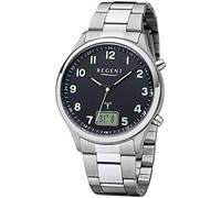 Regent BA-445 - Orologio da uomo radiocontrollato, analogico-digitale, al quarzo, cinturino in acciaio, colore: argento