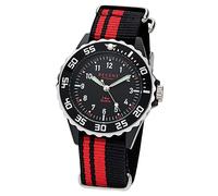 Regent Bambini Orologio Polso Ragazza Nero Rosso Analogico F-1124 Textil-Armband