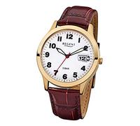 Regent D1URF789 - Orologio da polso da uomo con cinturino in pelle marrone analogico al quarzo, cinghia
