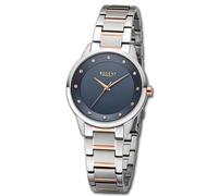 REGENT Orologio da polso analogico da donna, cinturino in metallo, argento, oro rosa, UR2212809, argento/nero