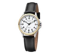 REGENT Orologio da donna unisex in titanio con cinturino in pelle, analogico, 10 ATM, vetro zaffiro 3287.91.19, Cinturino in pelle-bianco-bicolore, cinghia