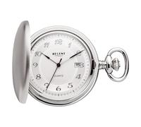 REGENT Orologio da tasca da uomo Savonnette con coperchio ribaltabile 43 MM diametro quarzo quadrante bianco con data