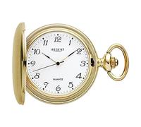 REGENT Orologio da tasca da uomo Savonnette Coperchio pieghevole 47 MM Quarzo Bianco Numeri arabi, P-736 - oro, Classico