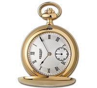 REGENT Orologio da tasca da uomo Savonnette in acciaio inox 48 MM decentralizzato secondo carica manuale meccanica in diverse varianti, P-773 - Oro - Romano, Classico