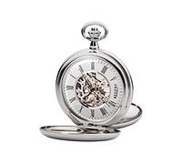 Regent Orologio da taschino da uomo Savonnette scheletro 51 MM meccanico a carica manuale numeri romani in diverse varianti, argento, Classico