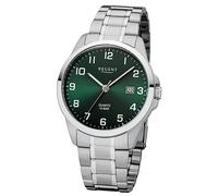 REGENT Orologio da uomo in acciaio 39 mm 10 bar data vetro minerale F-1422, grigio., Classico