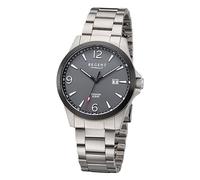 REGENT Orologio da uomo con cinturino in titanio e cassa in titanio 39 mm diametro quarzo 20 bar numeri arabi data, grigio., Bracciale