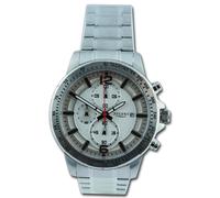 REGENT Orologio da polso da uomo, cronografo, cinturino in metallo, argento UR1152507, cronografo, argento/bianco, Bracciale