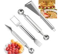 Regerly Coltello per intagliare la frutta, 4 pezzi Melone Cutter Cocomero Cutter Forma triangolare Frutta Vegetale Coltello Melone Cucchiaio Coltello intaglio per la casa Ristorante Frutta Party