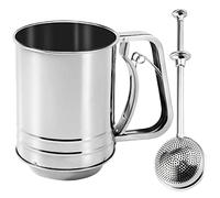 Regerly Setaccio Per Farina in Acciaio Inox Con Tazza e Spargitori - Per Pasticceria e Cottura, Spargi Zucchero a Velo Con Una Sola Mano